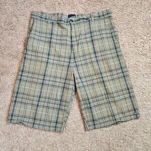 Vans Plaid Shorts Mens 38 Green Slash Pocket Skater Casual Outdoors